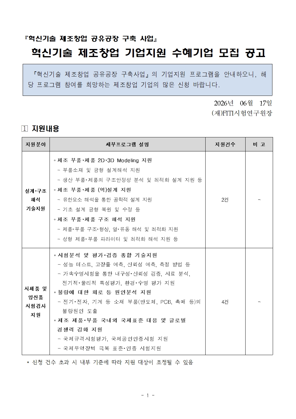 붙임1. 혁신기술 제조창업 공유공장 구축사업 기업지원(공고문)001.jpg